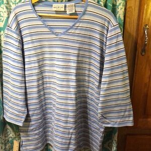 White Stag Light Blue‎ and Black Striped Top